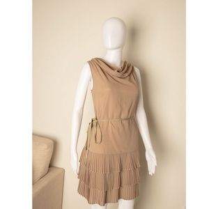 Vintage 1920s Inspired Layer Pleated Open Back Sleeveless Chiffon Prom Dress L